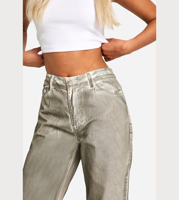 Pleat Front Grunge Coated Straight Fit Jeans - Image 3