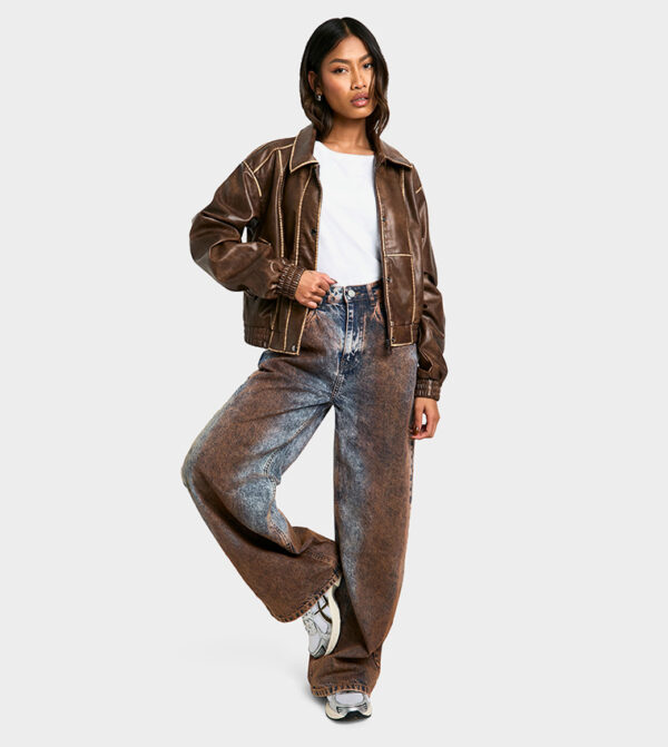 Rust Tint Wide Leg Jeans