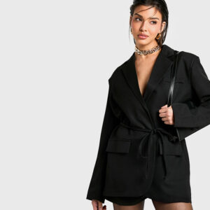 Shoulder Pad Belted Blazer