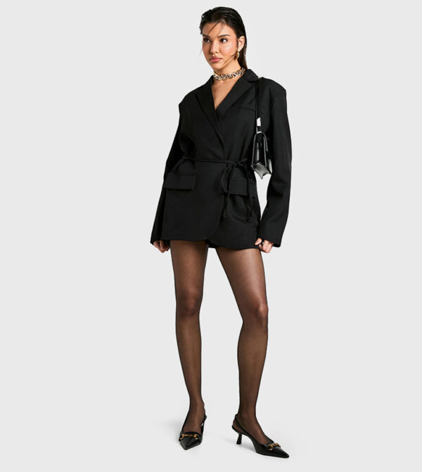 Shoulder Pad Belted Blazer - Image 3